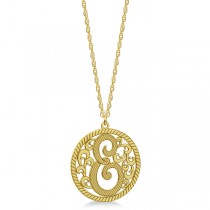 Custom Single Initial Monogram Pendant Necklace 14k Yellow Gold