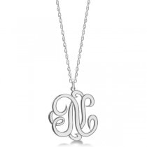 Personalized Single Initial Cursive Monogram Necklace Sterling Silver