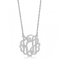 Personalized Double Initial Monogram Pendant in Sterling Silver