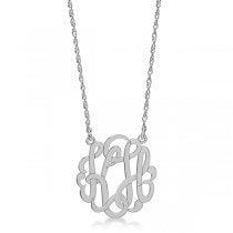 Personalized Double Initial Monogram Pendant in 14k White Gold