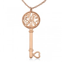 Personalized Key Initial Monogram Pendant Necklace in 14k Rose Gold