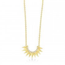 Diamond Sunburst Shaped Pendant Necklace 14k Yellow Gold (0.06ct)