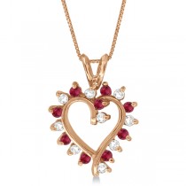 Artistic Ruby and Diamond Heart Pendant 14k Rose Gold (0.60ctw)
