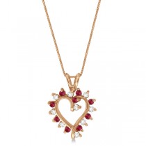 Artistic Ruby and Diamond Heart Pendant 14k Rose Gold (0.60ctw)