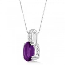 Diamond Accented Amethyst Pendant Necklace in 14k White Gold (3.26ct)
