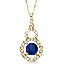 Dangle Drop Diamond and Blue Sapphire Pendant 14k Yellow Gold (0.90ct)