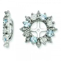 Diamond Accented Aquamarine Earring Jackets Sterling Silver (0.68ct)