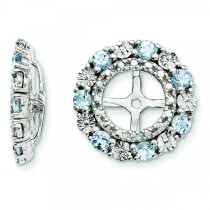 Diamond & Aquamarine Earring Jackets Sterling Silver (0.49ct)