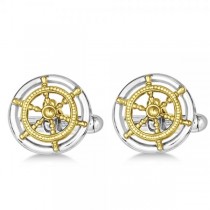 Vermeil Sailor Wheel Cuff Links in Sterling Silver