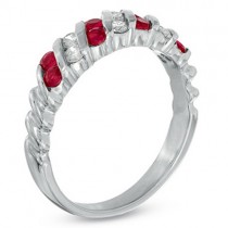 Ruby and Diamond Channel Band 14k White Gold (0.80ctw)