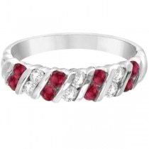 Ruby and Diamond Channel Band 14k White Gold (0.80ctw)
