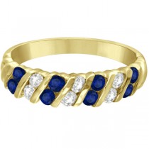 Blue Sapphire and Diamond Band 14k Yellow Gold (0.80ctw)
