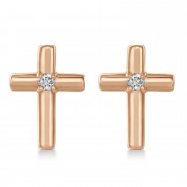 Diamond Cross Earrings 14k Rose Gold (0.02ct)