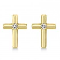 Diamond Cross Earrings 14k Yellow Gold (0.02ct)