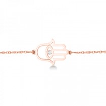 Hamsa Evil Eye Diamond Chain Bracelet 14k Rose Gold (0.02ct)