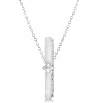 Sideways Hamsa Diamond Pendant Necklace 14k White Gold (0.23ct)