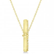 Sideways Hamsa Diamond Pendant Necklace 14k Yellow Gold (0.23ct)