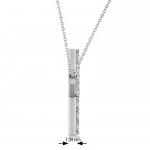 Diamond Sideways Curved Cross Pendant Necklace 14k White Gold 2.00ct