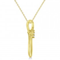 Diamond Two Stone Swirl Cross Pendant Necklace 14k Yellow Gold (0.10ct)