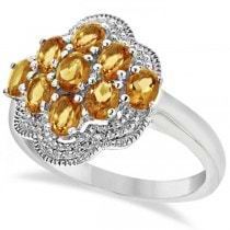 Oval Flower Citrine Ring  Sterling Silver (1.53ct)