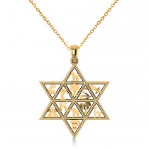 Star of David & 12 Tribes Religious Pendant Necklace 14k Yellow Gold