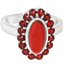 Oval Cut Garnet Cocktail Ring in Sterling Silver (4.28ct)