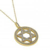 Diamond Jewish Star of David Men's Pendant Necklace 14K Yellow Gold (0.92ct)