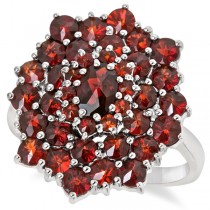 Round Cut Garnet Cluster Cocktail Ring in Sterling Silver (5.40ct)