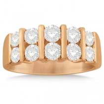 Two Row Bar-Set Men's Diamond Wedding Ring 14K Rose Gold (2.00ct)