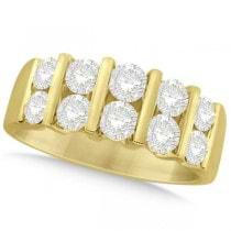 Two Row Bar Set Men's Diamond Wedding Ring 14K Yellow Gold (2.00ct)