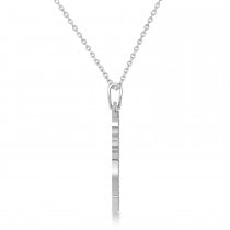 Diamond Angel Cross Outline Pendant Necklace 14k White Gold (0.68ct)