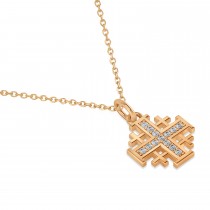 Jerusalem Cross Diamond Accented Ladies Necklace Pendant 14k Rose Gold (0.20ct)