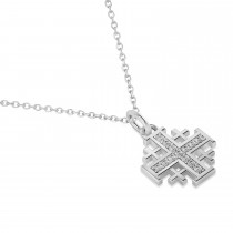 Jerusalem Cross Diamond Accented Ladies Necklace Pendant 14k White Gold (0.20ct)