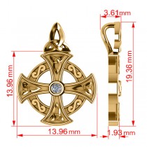 Diamond Celtic Cross Pendant Necklace 14K Yellow Gold (0.02ct)
