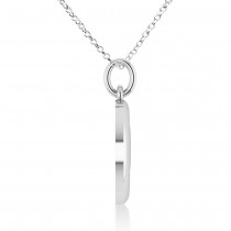 Crescent Moon & Star Pendant Necklace 14k White Gold