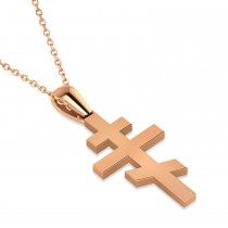 Eastern Orthodox Cross Pendant Necklace 14k Rose Gold