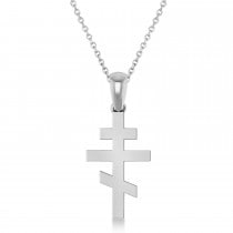 Eastern Orthodox Cross Pendant Necklace 14k White Gold - IN939