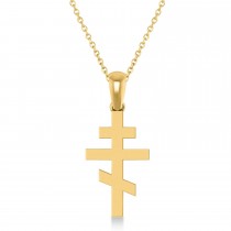 Eastern Orthodox Cross Pendant Necklace 14k Yellow Gold