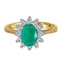 Lady Diana Oval Emerald & Diamond Ring 14k Yellow Gold (1.50 ctw)