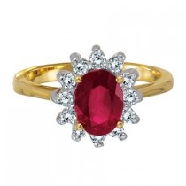 Lady Diana Oval Ruby & Diamond Ring 14k Yellow Gold (1.50 ctw)