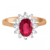Oval Ruby & Diamond Accented Ring 14k Rose Gold (1.50ct)