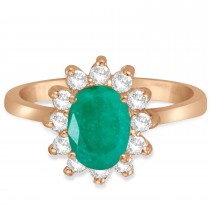 Lady Diana Oval Emerald & Diamond Ring 14k Rose Gold (1.50 ctw)