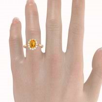 Lady Diana Oval Citrine & Diamond Ring 14k Rose Gold (1.50 ctw)