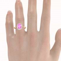 Lady Diana Oval Pink Sapphire & Diamond Ring 14k Rose Gold (1.50 ctw)