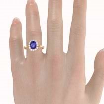 Lady Diana Oval Tanzanite & Diamond Ring 14k Rose Gold (1.50 ctw)