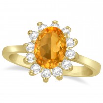 Lady Diana Oval Citrine & Diamond Ring 14k Yellow Gold (1.50 ctw)