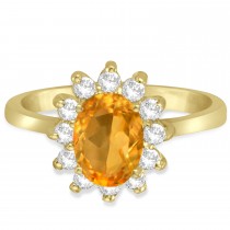 Lady Diana Oval Citrine & Diamond Ring 14k Yellow Gold (1.50 ctw)