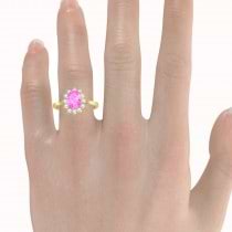Lady Diana Oval Pink Sapphire & Diamond Ring 14k Yellow Gold (1.50 ctw)