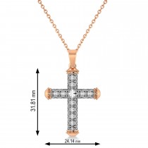 Designer Antique Cross Men's Pendant Necklace 14k Rose Gold