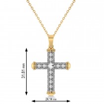 Designer Antique Cross Men's Pendant Necklace 14k Yellow Gold